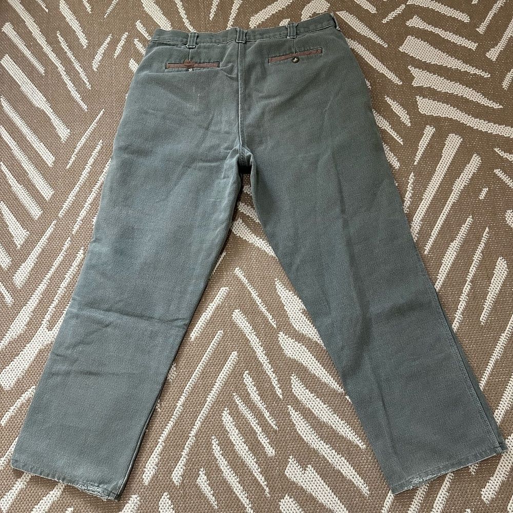 Vintage Orvis Style 5714 Distressed & Faded Olive Green Pants Sz 38 Made In‎ USA
